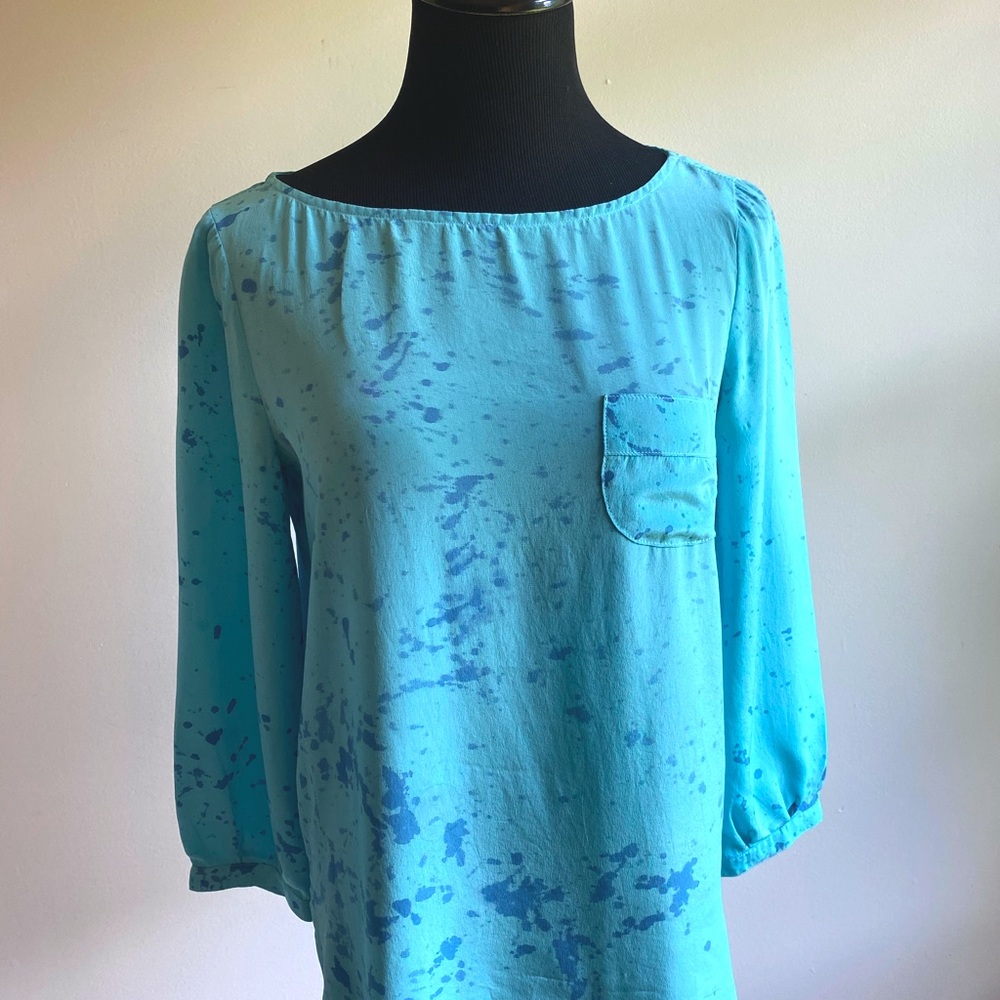 Blue 100% silk Kelly Wearstler top.